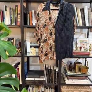 Vintage 1980s Two-Tone Patterned Button-Up Shirt